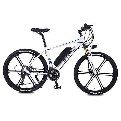 Elektrische Mountainbike : WXX 350W Adult Electric Mountain Bike, 26Inch 36V E-Bike Mit 13Ah Lithium-Batterie, Doppelscheibenbremse Stadt Fahrrad Endurance Mileage 45Km, Wei, 10AH
