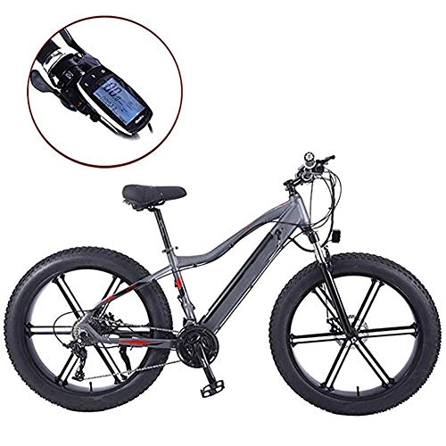 Elektrische Mountainbike : WXX Erwachsene Elektro-Fahrrad, Aluminiumlegierung 26 Mountain Fahrrad, Thick Rad Schnee Fahrrad, 36V 10Ah 350W versteckte abnehmbare Lithium-Batterie Fahrrad, Grau