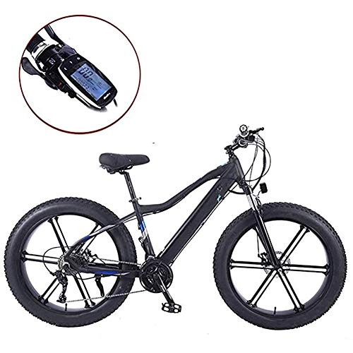 Elektrische Mountainbike : WXX Erwachsene Elektro-Fahrrad, Aluminiumlegierung 26 Mountain Fahrrad, Thick Rad Schnee Fahrrad, 36V 10Ah 350W versteckte abnehmbare Lithium-Batterie Fahrrad, Schwarz