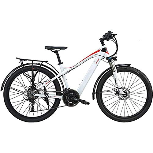 Elektrische Mountainbike : WXX Erwachsene Mountain elektrische Fahrrad-Aluminiumlegierung 27, 5 Zoll 27 Geschwindigkeit Wechsel Batterie Fahrrad Ebike, fr Outdoor Radfahren trainieren Reise, White red