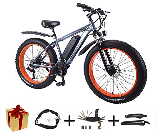 Elektrische Mountainbike : XCBY E-Mountainbike, E-Bike - 350W 36V Mountainbike 26 Zoll 27-Gang Fat Tire Snow Bike Abnehmbare Batterie Gray-50KM