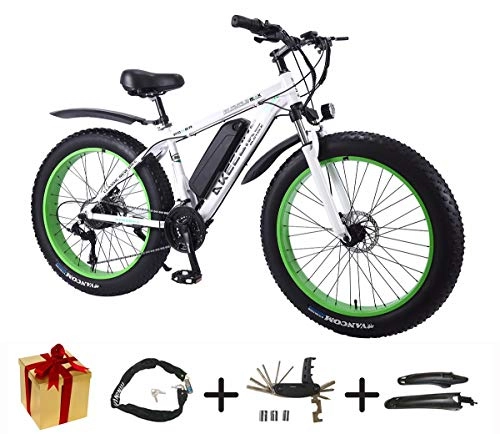 Elektrische Mountainbike : XCBY E-Mountainbike, E-Bike - 350W 36V Mountainbike 26 Zoll 27-Gang Fat Tire Snow Bike Abnehmbare Batterie White-50KM