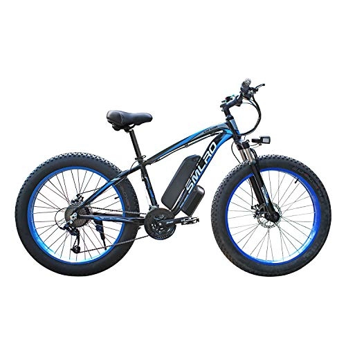 Elektrische Mountainbike : XHJZ 26 '' Electric Mountain Bike mit Abnehmbarer, großer Kapazität Lithium-Ionen-Akku (48V 350W), E-Bike 21 Speed ​​Gear und DREI Arbeitsmodi, Blau