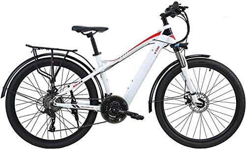 Elektrische Mountainbike : XINHUI Elektrische Schnee Fahrrad, Mountainbike 21-Gang-E-Fahrrad 27, 5 Zoll stilvolles Aluminiumlegierung Licht Hybrid-Bike, Weiß