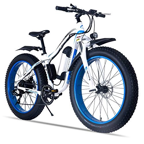 Elektrische Mountainbike : XXCY 250w Elektrisches Mountain Snow Fahrrad Rennrad, 36v10.4ah Batterie, 26 Zoll Fetter Reifen, Shimano 21 Speed ​​Ebike (Blue)