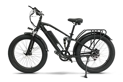 Elektrische Mountainbike : YANGAC E Bike Herren 26'', E Mountainbike mit 48V / 17Ah Lithium-Akku | 816Wh, SUV Vollfederung Electric Bike, 5-Gang-Motor 95N.m, Hydraulische Bremse, Fetter Reifen, Konform E-Mountainbike