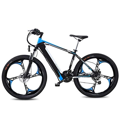 Elektrische Mountainbike : YOUSR Elektrische Mountainbike Fahrrad, Lithium Batterie Erwachsene Batterie Auto Fahrrad Schalt Servolenkung Roller EIN Rad Vier Messer Blue