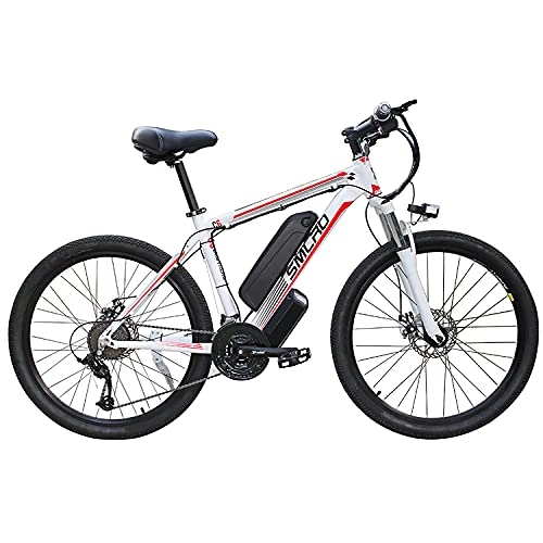 Elektrische Mountainbike : YYAO 26 '' Elektrisches Mountainbike (48V 13A 350W) 21 Geschwindigkeitsgang 3 Arbeitsmodi, White red