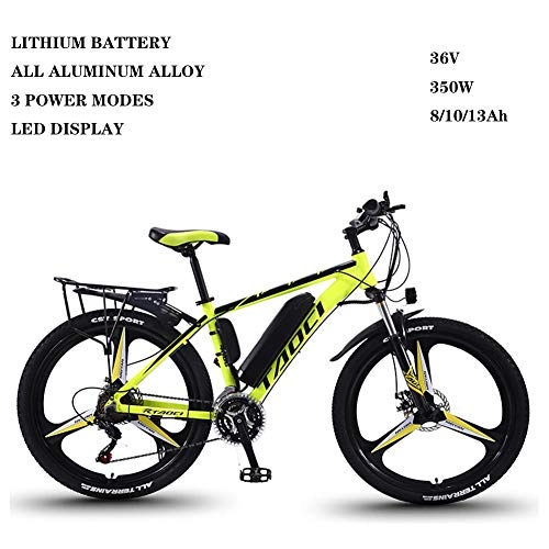Elektrische Mountainbike : ZFY Elektrofahrrder Fr Erwachsene 36V 350W Abnehmbare Lithium-Ionen-Batterie Mountain Ebike Elektrofahrrad Fr Erwachsene Elektrofahrrad Aluminiumlegierung Fahrrad Outdoor-E-Bike, Yellow-8AH50km