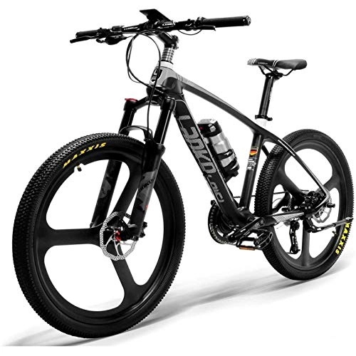 Elektrische Mountainbike : ZJGZDCP 26 '' E-Bike Carbon Fiber-Rahmen 300W Mountain Bikes Drehmoment-Sensor-System Öl und Gas Abschließbare Federgabel Stadt Erwachsener Fahrrad E-Fahrrad (Color : Black White)
