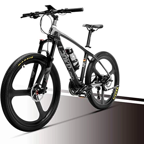 Elektrische Mountainbike : ZJGZDCP 36V 6.8AH Electric Mountain Bike City Pendeln Rennrad Fahrrad-Carbon-Faser-Super-Light 18kg Kein elektrisches Fahrrad mit hydraulischem Brems (Color : Black)