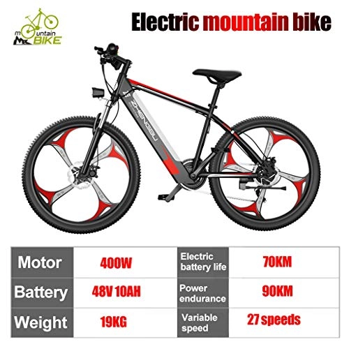 Elektrische Mountainbike : ZJGZDCP 48V 400W Berg Electric Bikes Adult Städtische Elektrische Fahrrad-Lithium-Batterie E-PAS Auflade-System 27-Speed ​​Gear Verschiebt Beach Cruiser Snow Mountain Electric Bike