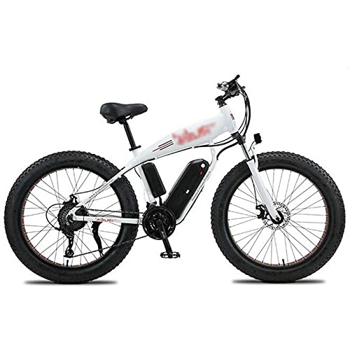 Elektrische Mountainbike : ZWHDS 26-Zoll-Elektrofahrrad-350W Schnee Fahrrad Elektrische Fahrrad Elektrische Mountainbike 4.0 Fettreifen Ebike 36V13AH Lithium-Batterie (Color : White)