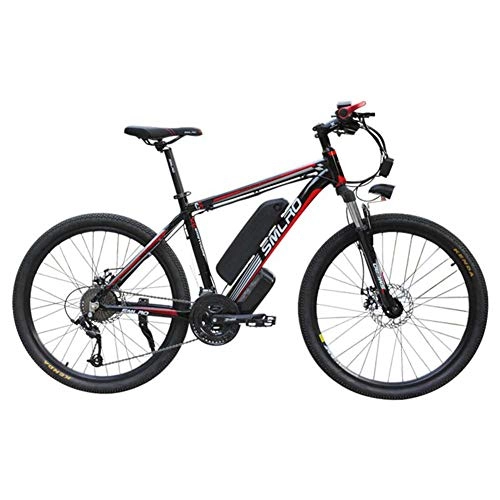 Elektrische Mountainbike : ZZQ Elektro-Mountainbike-350 / 500W 26 ‚' Elektro-Fahrrad mit Wechsel 48V Lithium-Ionen-Batterie 21 Gang-Schaltung, BlackRed