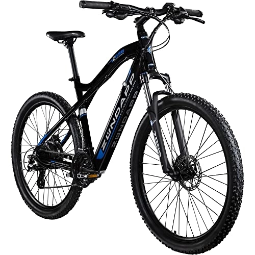 Elektrische Mountainbike : ZÜNDAPP Z898 E-Bike E Mountainbike 27, 5 Zoll Pedelec 170-190 cm Hardtail MTB 24 Gang Elektro Fahräder Scheibenbremsen (schwarz / blau, 48 cm)