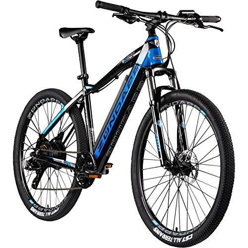 Elektrische Mountainbike : Zündapp E Mountainbike 650B Hardtail Pedelec 27, 5 Zoll Z801 eBike Elektrofahrrad (schwarz / blau, 48 cm)