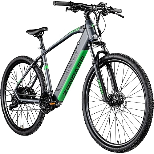 Elektrische Mountainbike : Zündapp Z808 E-Bike 27, 5 Zoll E-Mountainbike Fahrrad EMTB Hardtail 650B Pedelec Fahrrad Elektrofahrrad (schwarz / grün, 48 cm)