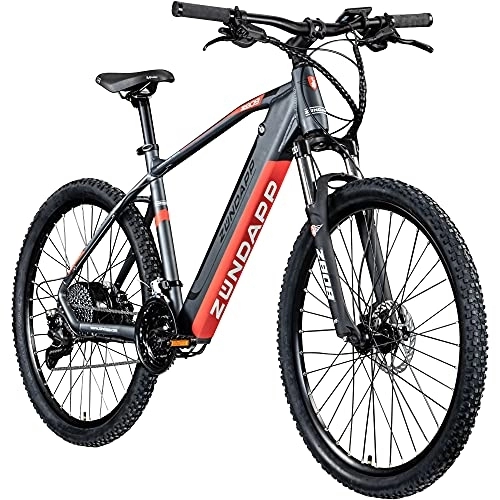 Elektrische Mountainbike : Zündapp Z808 E-Bike 27, 5 Zoll E-Mountainbike Fahrrad EMTB Hardtail 650B Pedelec Fahrrad Elektrofahrrad (schwarz / rot, 48 cm)