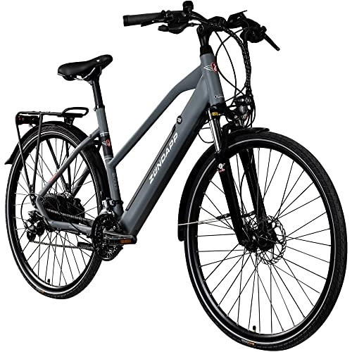 Elektrische Mountainbike : Zündapp Z810 Damen E-Bike Trekkingrad Pedelec E-Trekkingrad Fahrrad Trekking Bike StVZO (grau, 50 cm)