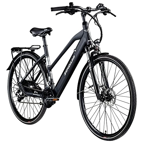 Elektrische Mountainbike : Zündapp Z810 Damen E-Bike Trekkingrad Pedelec E-Trekkingrad Fahrrad Trekking Bike StVZO (schwarz, 50 cm)