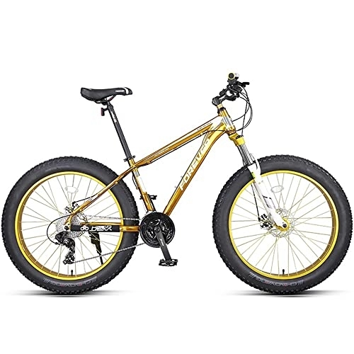 Fat Tire Mountainbike : 26 * 4, 0-Zoll-Mountainbikes mit dicken Rädern, Mountain Trail-Fahrrad für Erwachsene mit fetten Reifen, 27-Gang-Fahrrad, Rahmen aus kohlenstoffreichem Stahl, doppeltes Vollfederungs-Doppelscheibenbr