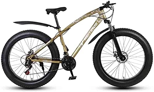Fat Tire Mountainbike : ADAPEY Mountainbike Mountainbike Faltrad Fahrrad MTB Erwachsene Strandfahrrad Schneemobil Fahrräder Mountainbikes for Männer und Frauen 26IN Räder Doppelscheibenbremse (Color : Gold, Size : 21 Speed)