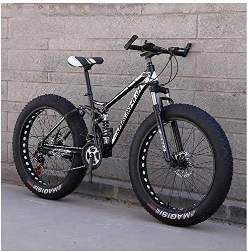 Fat Tire Mountainbike : AYHa Erwachsene Mountain Bikes, Fat Tire Doppelscheibenbremse Hardtail Mountainbike, Big Wheels Fahrrad, High-Carbon Stahlrahmen, New Black, 26 Zoll 24 Geschwindigkeit