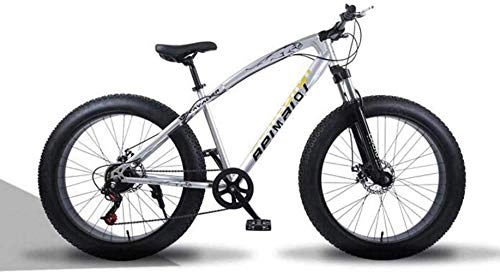 Fat Tire Mountainbike : BMX Mountain Bikes 26 Zoll Fat Tire Hardtail Mountainbike Dual-Suspension Rahmen und Federgabel All Terrain Fahrrad for Männer und Frauen Erwachsene 5-25 (Color : 7 Speed, Size : Silver Spoke)