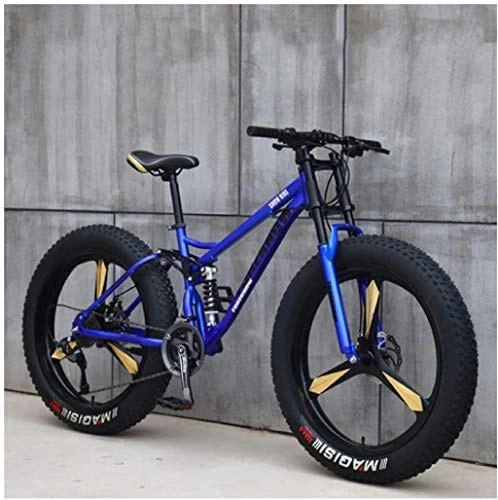 Fat Tire Mountainbike : DIMPLEYA Mountain Bikes, 26-Zoll-Fat Tire Hardtail Mountainbike, Doppelaufhebung-Rahmen und Federgabel Mountainbike, 27 Geschwindigkeit, Orange 3 Spoke, 7-Gang, Blue 3 Spoke