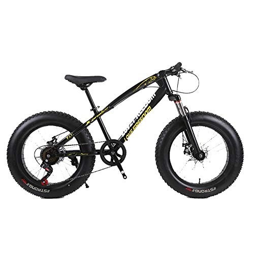 Fat Tire Mountainbike : DRAKE18 Fat Bike, 20-Zoll-Langlauf Mountainbike 27-Gang Strand Schneeberg 4.0 große Reifen für Erwachsene Außenreit, Schwarz