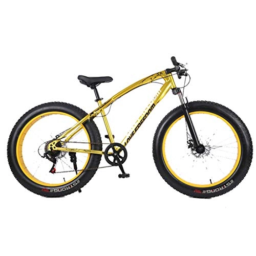 Fat Tire Mountainbike : DRAKE18 Fat Bike, 26 Zoll Strand Langlauf Mountainbike 24-Gang mit Variabler Geschwindigkeit 4.0 groe Reifen Erwachsenen Outdoor-Reiten, Gelb