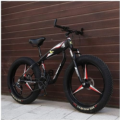 Fat Tire Mountainbike : dtkmkj 26-Zoll-Mountainbikes, Hardtail-Mountainbike mit fetten Reifen, Herren- und Damenfahrrad mit Aluminiumrahmen und Vorderradaufhängung, Schwarz, 24-Gang-Speiche