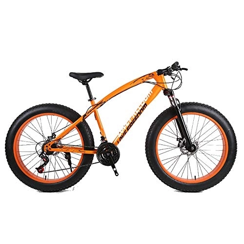 Fat Tire Mountainbike : DULPLAY 26 Zoll Mountainbike Bike, MTB Für Jugendliche Erwachsene Männer Frauen, Doppelscheibenbremse Fetter Reifen Fahrrad Orange 26", 21-Gang