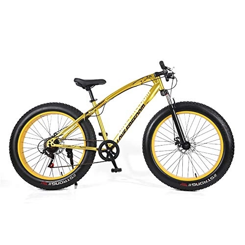 Fat Tire Mountainbike : DULPLAY MTB Für Jugendliche Erwachsene Männer Frauen, Doppelscheibenbremse Fetter Reifen Fahrrad, 26 Zoll Mountainbike Bike Golden 26", 24-Gang