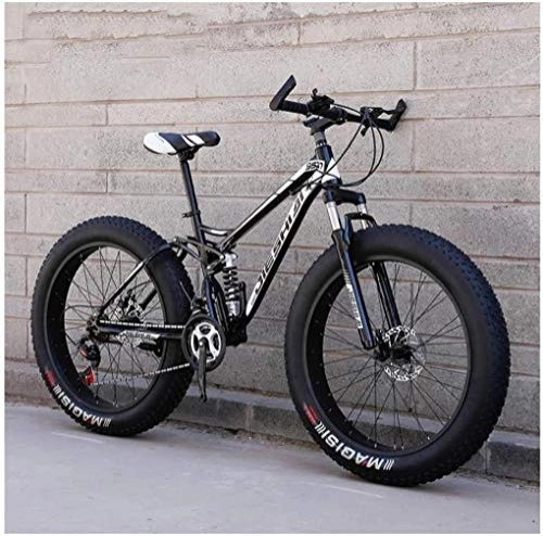 Fat Tire Mountainbike : Erwachsene Mountainbike Hardtail Bikes, Bike von Fat Berg, Stahlrahmen mit hohen Gehalt an Kohlenstoff Front Suspension Mountainbike, New Black, 26-Zoll-21-Gang, Schwarz, 24-Zoll-24-Speed