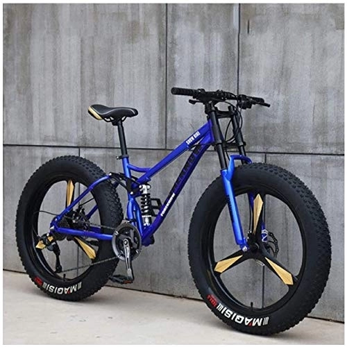Fat Tire Mountainbike : Erwachsene Strand Fahrrad, Mountainbikes, Mtb Bikes, Dual-Suspension, Doppelscheibenbremse, Fat Tire, Outroad Bike, All-Terrain, (Color : Blue)