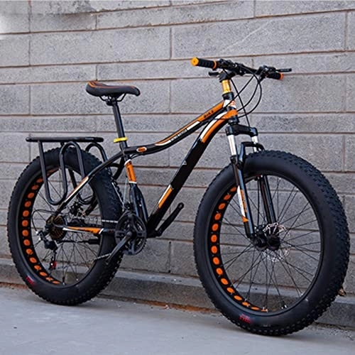 Fat Tire Mountainbike : FAXIOAWA 26 Zoll 4, 0 breit und dick Mountainbike Variable Geschwindigkeit Stoßdämpfung Snow Bike Beach Offroad Double Car (Orange 24)