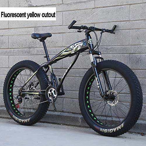 Fat Tire Mountainbike : Hyuhome 26-Zoll-Fat Tire Mountain Bike für Männer Frauen, 27 Gang-Doppelscheibenbremse MTB Fahrrad mit Federung vorne, Fahrrad Adjustable Seat, High-Carbon Stahlrahmen Schneemobile, C