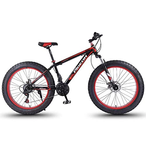 Fat Tire Mountainbike : JLRTY Mountainbike Mountainbike, 26 ‚‘ Rad MTB Fahrräder Leichte Carbon-Stahlrahmen 24 Geschwindigkeiten Scheibenbremse Vorderachsfederung (Color : Red)