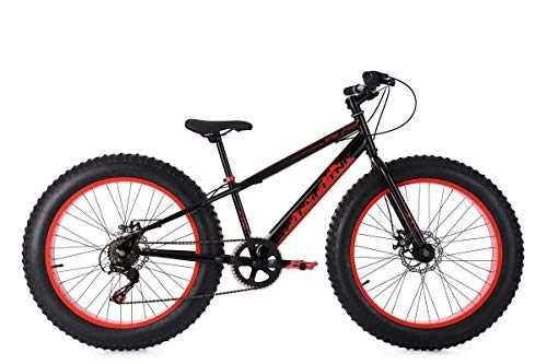 Fat Tire Mountainbike : KS Cycling Mountainbike MTB Fatbike 24'' SNW2458 schwarz-rot RH 33 cm
