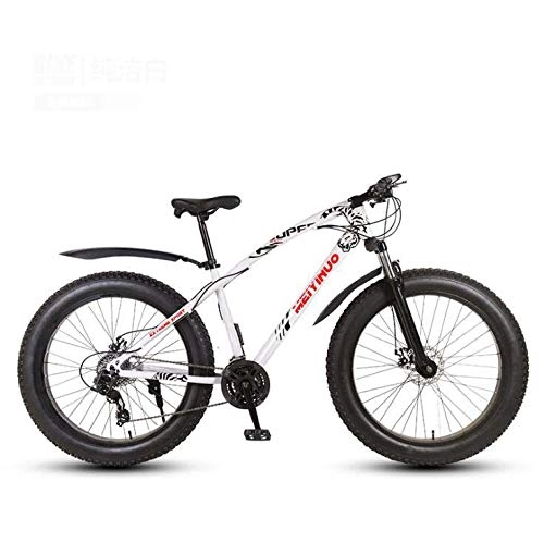 Fat Tire Mountainbike : LJLYL 26 Zoll Fat Tire Mountainbike Fahrrad für Erwachsene, MTB Bike mit hohem Kohlenstoffstahlrahmen und verstellbarem Sitz, Federgabel, Doppelscheibenbremse, B, 27 Speed