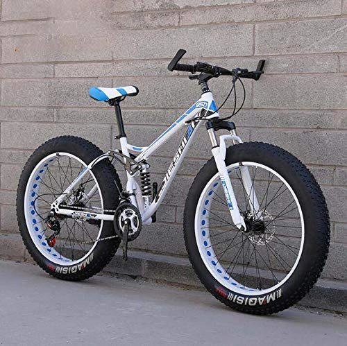 Fat Tire Mountainbike : LJLYL Mountainbike, 4, 0 Zoll Fat Tire Hardtail Mountainbike Dual Suspension Frame, Rahmen aus hohem Kohlenstoffstahl, Doppelscheibenbremse, E, 24 inch21 Speed