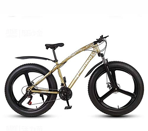 Fat Tire Mountainbike : LJLYL Mountainbike-Fahrrad für Erwachsene, 26-Zoll-Fat-Tire-Hardtail-MTB-Fahrrad, Rahmen aus Kohlenstoffstahl, Federgabel, Doppelscheibenbremse, E, 27 Speed