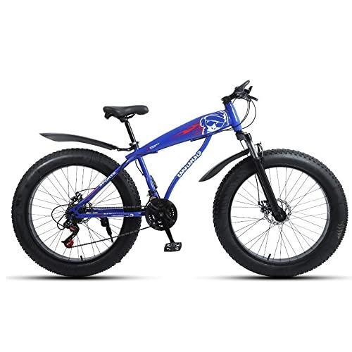 Fat Tire Mountainbike : Lovexy 26 Zoll Mountainbike, 21 / 24 / 27 Gang-Schaltung Erwachsene Fette Reifen Fahrrad, Rahmen aus Kohlenstoffstahl, Gabel-Federung mit Lockout-Funktion, Jungen-Fahrrad