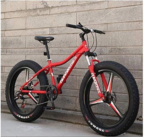 Fat Tire Mountainbike : Lyyy 26-Zoll-Mountainbikes, High-Carbon Stahl Hardtail Mountainbike, Fat Tire All Terrain Mountain Bike, Frauen-Männer Anti-Rutsch-Bikes YCHAOYUE (Color : Red, Size : 27 Speed 3 Spoke)