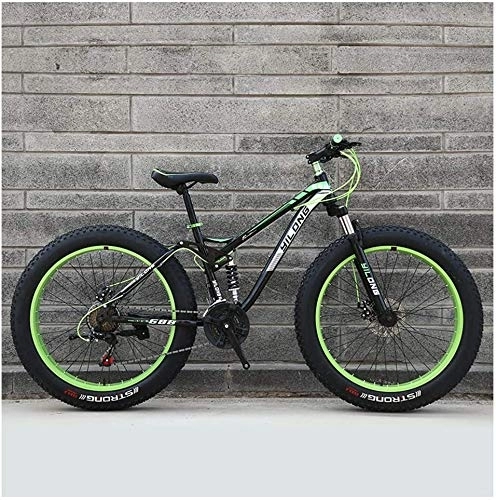Fat Tire Mountainbike : Lyyy Frauen der Männer Mountain Bikes, High-Carbon Stahlrahmen, Doppelscheibenbremse Hardtail Mountainbike, Gelände Fahrrad, Anti-Rutsch-Bikes, 26 Zoll YCHAOYUE (Color : Green, Size : 27 Speed)