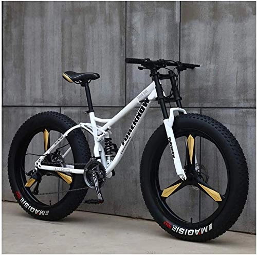 Fat Tire Mountainbike : Lyyy Variable Speed ​​Mountain Bikes, 26-Zoll-Hardtail Mountainbike, Doppelaufhebung-Rahmen All Terrain Off-Road Fahrrad for Männer und Frauen YCHAOYUE (Color : 24 Speed, Size : White 3 Spoke)