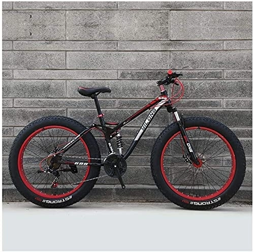 Fat Tire Mountainbike : Mountainbikes für Herren und Damen, Rahmen aus Kohlenstoffstahl, Hardtail-Mountainbike mit Doppelscheibenbremse, 26 Zoll, 27 Geschwindigkeiten
