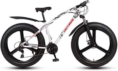 Fat Tire Mountainbike : MU Fahrrad-26-Zoll-Double Disc Snowmobile Breitreifen Off-Road Atv Transmission Bike Adult Mountainbike, Weiß, 21