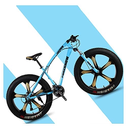 Fat Tire Mountainbike : NENGGE 26 Zoll Hardtail MTB mit Gabelfederung Scheibenbremsen, Erwachsenen Herren Damen Mountainbike, Unisex Fette Reifen Fahrräder Rahmen aus Kohlenstoffstahl, Blue 5 Spoke, 21 Speed